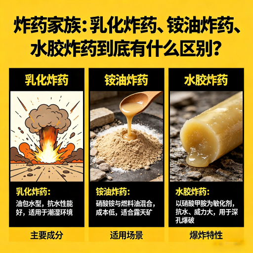 涡阳炸药家族：乳化炸药、铵油炸药、水胶炸药到底有什么区别？